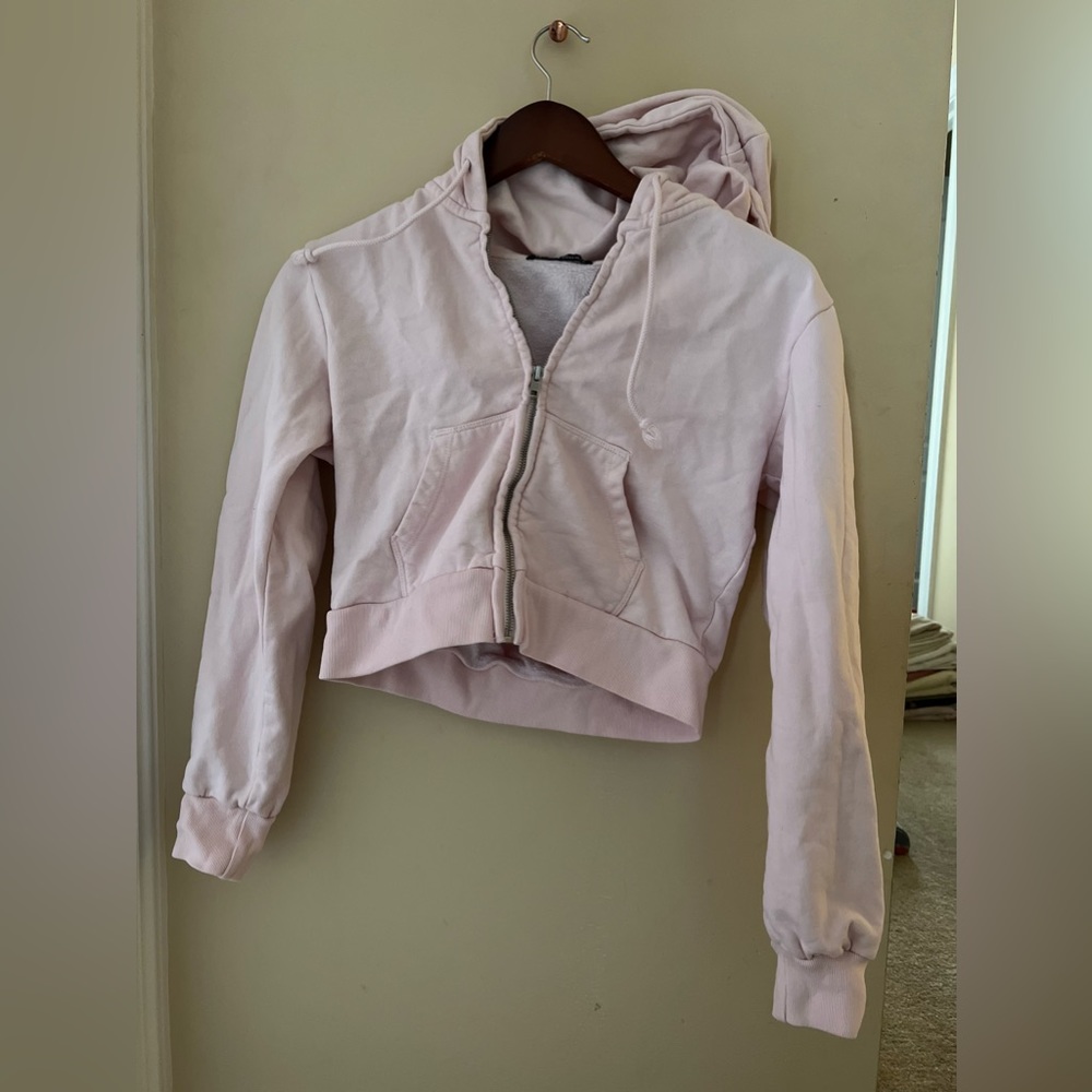 Brandy Melville light pink cropped zip up